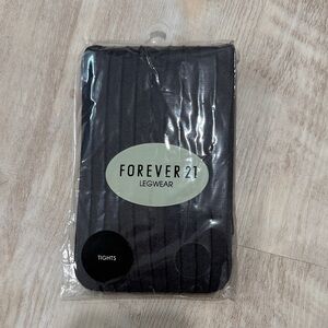 Forever 21 Black Ribbed Legwear
